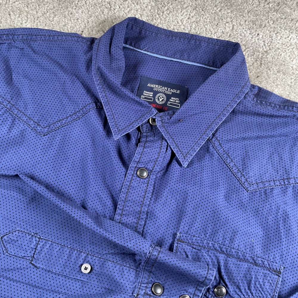 American Eagle Outfitters Mens Button‎ Down Shirt XL Vintage Fit Polka Dot